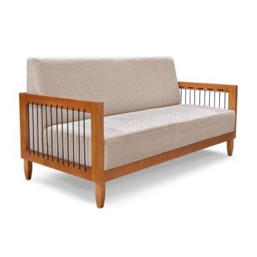 Imagem de Sofá 2 Lugares 1,60m Estrutura em Madeira Estofado em Linho Rústico Ar