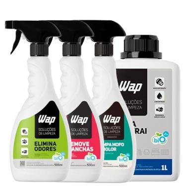 Imagem de Kit Detergente Concentrado Limpa Extrai Eliminador Odores Tira Mancha Mofo Biodegradável Tecidos Estofados - Wap