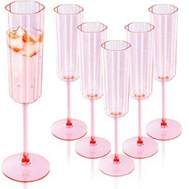 Imagem de Taças de champanhe Ciaell Pink Plastic 180 ml (pacote de 24)