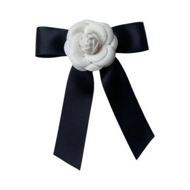 Imagem de Broche De Flor Camélia De Veludo Com Laço, Estilo Colegial Feminino, A