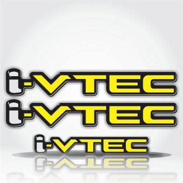 Imagem de Emblema Adesivo Resinado Honda Civic I Vtec Par - Cromo Sign