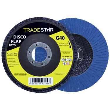 Imagem de Flap Disc 115 Mm G40 Fibra Reto Azul Aço E Inox Tradestar