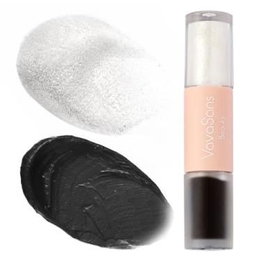 Imagem de VavaSans Brilho labial preto para mulheres – brilho labial brilhante volumizante, brilho de longa duração e batom metálico brilhante