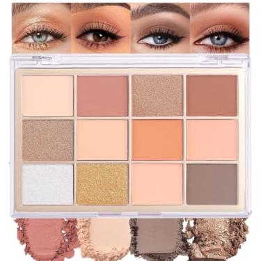 Imagem de Paleta de sombras nude marrom marrom bronze, paleta de sombras de olhos natural neutra macia pequena creme, paleta de sombra de olhos paletes de maquiagem de longa duração para mulheres, veganas