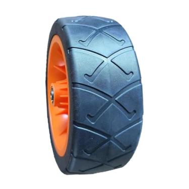 Imagem de Fenteer Roda sólida de PVC para carrinhos utilitários de jardim com rolamentos, peças de reposição, acessório leve e versátil, ajuste universal, giro de 360°, Laranja 19x7cm