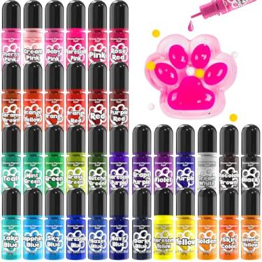 Imagem de ERCorArt Pigmento de silicone - 36 cores vibrantes de tinta de borracha de silicone para kit esponjoso, kit de pintura fácil de colorir de alta concentração para máquina de apertar Slime - 6 ml/cada