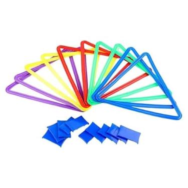 Imagem de harayaa 10 peças de argolas de amarelinha, argolas de agilidade, coloridas, jogo de arremesso de de jardim para crianças, bebês, adolescentes, festa, Triângulo