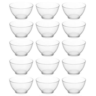 Imagem de Kit 15 Cumbucas Plásticas 750ml Bowls Coza Incolor Sobremesas Caldos Sopas Petiscos