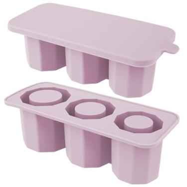 Imagem de 2 bandejas de cubos de gelo para copo Stanley, molde de gelo de silicone com tampa para freezer, formas de cubo de gelo de liberação fácil, bandejas reutilizáveis para coquetéis gelados, bebidas de