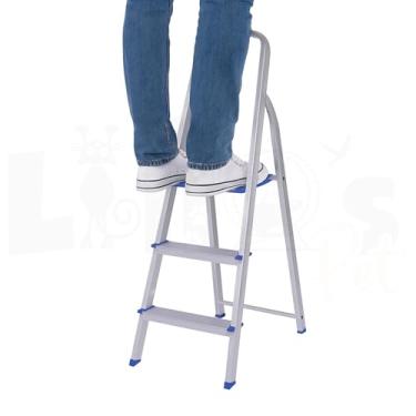Imagem de Escada Alumínio 3 Degraus Doméstica Reforçada 120kg Lillos