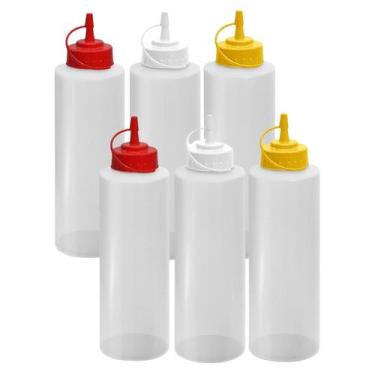 Imagem de Kit 6 Bisnagas Grande Flexível 1 Litro Molhos Katchup Mostarda Maiones