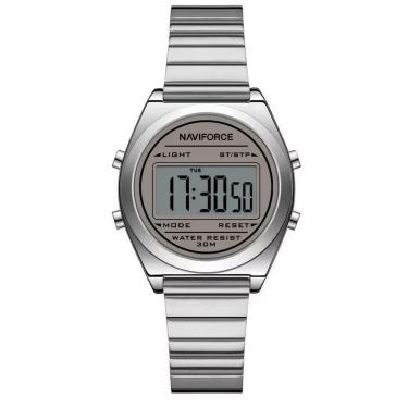 Imagem de Relógio Digital Feminino Com Pulseira De Aço Inoxidável De Quartzo Elegante Prata