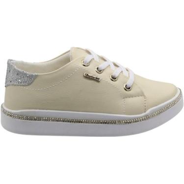 Imagem de Tênis Casual Infantil Sophia Almeida Giltter Strass Menina, Bege, 28