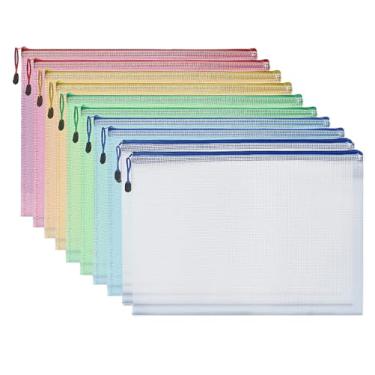 Imagem de Bolsa de armazenamento de documentos com zíper, pacote com 10 envelopes de arquivo de plástico tamanho A4, impermeável, 33 x 23 cm, para estudo e escritório (10)