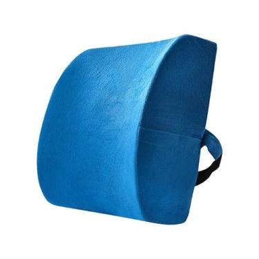 Imagem de predolo Travesseiro de apoio para as costas, alça ajustável, espuma de memória, encosto multifuncional confortável para sofás, cadeiras de escritório, Azul