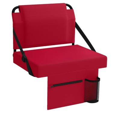 Imagem de janiry Assento de estádio para arquibancadas com suporte para as costas, cadeiras portáteis com encosto e almofada, marrom