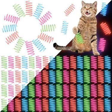 Imagem de Sosation 60 peças de brinquedos para gatos que brilham no escuro, molas coloridas para gatos em ambientes internos, bobina de plástico em espiral, brinquedos interativos de gatinhos para perseguição