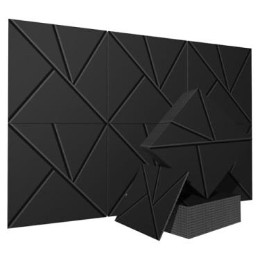 Imagem de TEMGCUAM Pacote com 6 painéis de espuma à prova de som para paredes – painéis acústicos decorativos grandes de 152 x 101 cm, painéis de parede não adesivos com absorção de som para casa, escritório