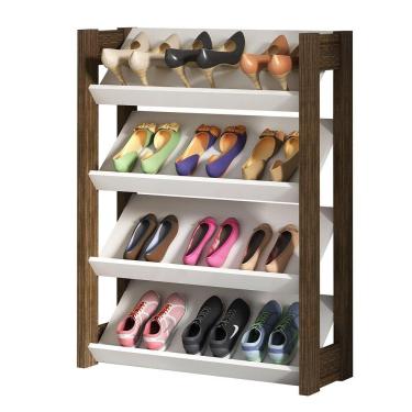 Imagem de Armário Multiuso Sapateira AZ1025 Branco/Nogal - Tecno Mobili