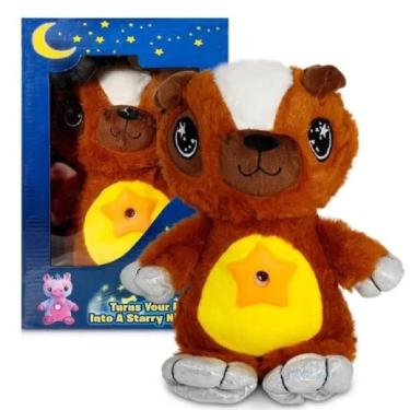 Imagem de Urso Luminaria Pelucia Musical Projetor Estrelas Ceu Teto Abajur Infantil Bebe Brinquedo Marrom