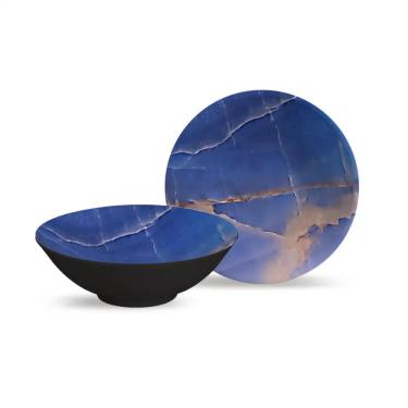 Imagem de Kit Bowl Tigela Cumbuca 4 Peças Cerâmica Lápis Lazúli 300Ml