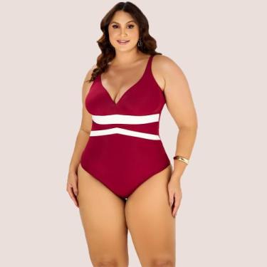 Imagem de Maiô Banho de Mar Zero Barriga Alta Compressão Plus Size, Marsala, 44