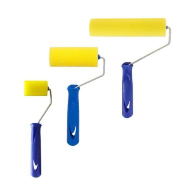 Imagem de Kit Rolo Pintura Vários Tamanhos Espuma Amarela Cabo Tigre