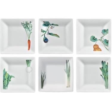 Imagem de Jogo de pratos quadrados 19cm em porcelana da marca japonesa Noritake. Composto por 6 pratos quadrados.