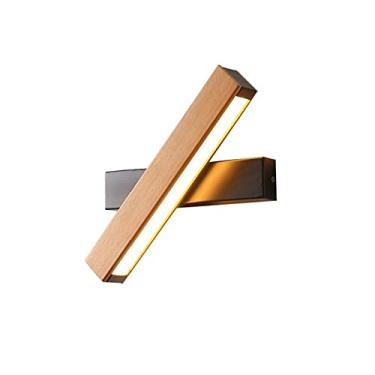 Imagem de Luminária de parede moderna com faixa de luz quente LED, luminária de cabeceira giratória 360 graus, corpo de lâmpada de madeira maciça, luminária de parede para iluminação de corredor, deco