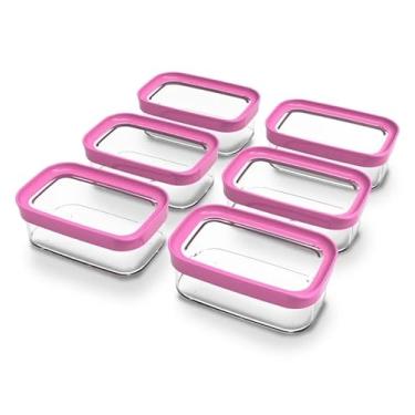 Imagem de Kit Conjunto De 06 Potes Herméticos Mantimentos Acrílico 90 (Rosa)