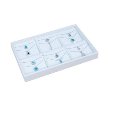 Imagem de Torres de joias Caixa de joias branca com seis compartimentos, armazenamento doméstico, anel, brinco, pulseira, bandeja para