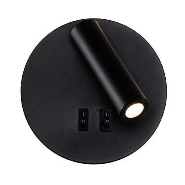 Imagem de Luminária de parede Luminária de leitura montada na parede com interruptor Luminária de parede LED para quarto Lâmpada de cabeceira Hotel Guest Study Room Luminária de parede redonda quadrad