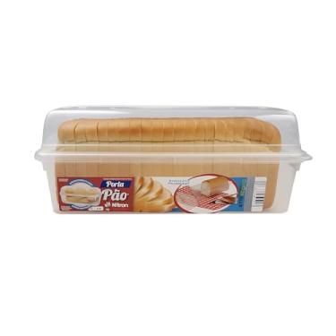 Imagem de Porta Pão de Forma Pote Plástico Transparente com Tampa Reto Retangular Grande Vasilha Para Torradas