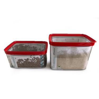 Imagem de Kit Conjunto 02 Potes Herméticos Mantimentos Arroz Feijão (Vermelho)