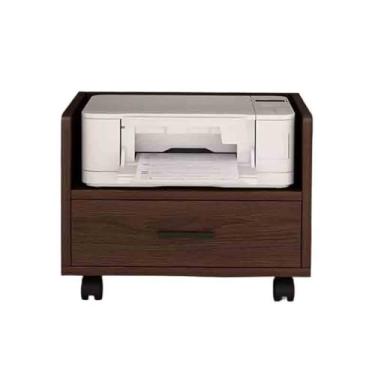 Imagem de Suporte de impressão, prateleira sob a mesa, prateleira para impressora com gaveta, suporte de cabedal, organizador de escritório, armário móvel, prateleira simples, decoração de mesa (marrom)