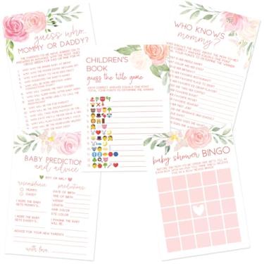 Imagem de Printed Party Baby Shower Kit, Double Sided Floral Theme, 5 Games and Activities (50 Guest)