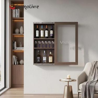 Imagem de Bar Adega Peq para Vinhos e Bebidas Cristaleira Suspenso de Parede par