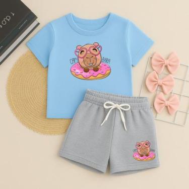 Imagem de Conjunto Infantil Feminino Estampa Capivara Donuts 631 Roupa de Menina
