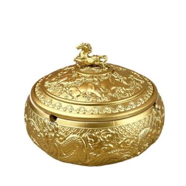 Imagem de Cinzeiro de ervas daninhas cinzeiro longo com tampa, cinzeiro de cobre, armazenamento, casa, escritório, sala de estar, mesa de chá, sólido chinês cinzeiros para cigarros