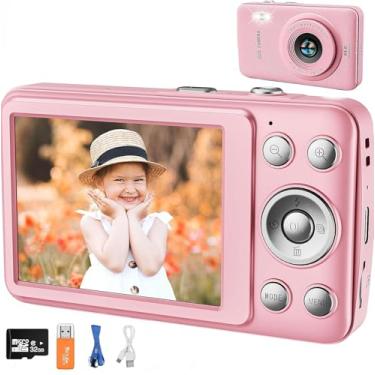 Imagem de Câmera Rosa de 10 * 2 * 6 Centímetros, Camera Fotografica, Camera Digital, Camera Cybershot, Câmera Digital Filma HD com Jogos, Câmara Digital Rosa HD 1080P com Zoom De 16X