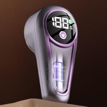 Imagem de Luqeeg Barbeador de tecido operado, removedor de fiapos elétrico recarregável, desembaçador de suéter de 6 lâminas com exibição de energia da bateria, fiapos, fuzzs, aparador de bolinhas para suéteres