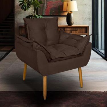 Imagem de Poltrona Opala Para Sala Clínica Salão Pés De Madeira Suede - Casal De