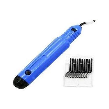 Imagem de Rebarbador Manual Aço Madeira Plástico + 10 Lâminas Escareador - Larte