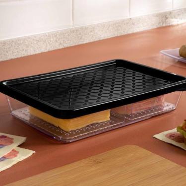 Imagem de Porta Frios Preto Geladeira C/ Divisoria Escorredor Acrilico - Drumond