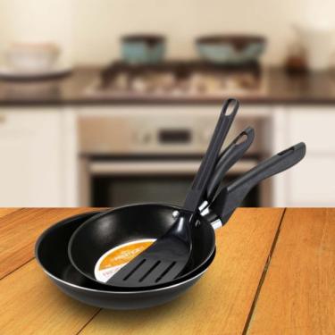 Imagem de Conj Frigideiras Francesas 18 e 20 com Espátula Preto Marcolar