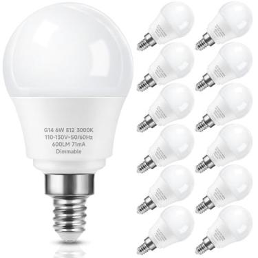 Imagem de Lâmpada LED Prosperbiz E12 regulável 6W 3000K 550lm, pacote com 12