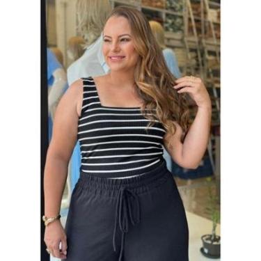 Imagem de Blusa Cropped Plus Size Canelada com Alça Larga-Feminino