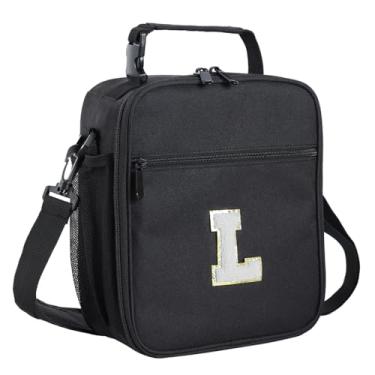 Imagem de ELEFOCUS Lancheira com isolamento inicial para trabalho feminino/masculino, lancheira personalizada com monograma com alça de ombro ajustável para adolescentes adultos/preparatório, presente de