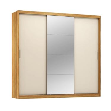 Imagem de Guarda-Roupa Casal com Espelho Dalila Flex 3 Portas 4 Gavetas Cinamon e Off White