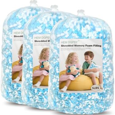 Imagem de Hem Dgpsy Enchimento de saco de feijão de 6,8 kg de gel desfiado de espuma viscoelástica para cadeiras, travesseiros, camas de cachorro, almofadas de sofá, pufes e artesanato artístico